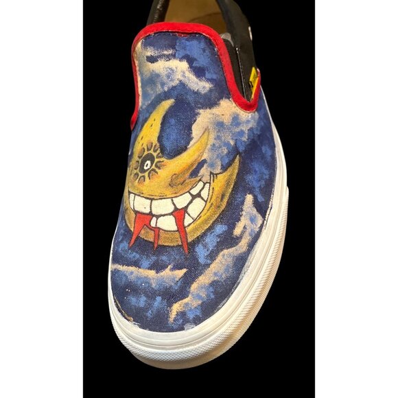 Hand-Detailed Unisex Custom Vans Slip-On Sun Moon Men 10.5 Women 12 - Picture 4 of 9